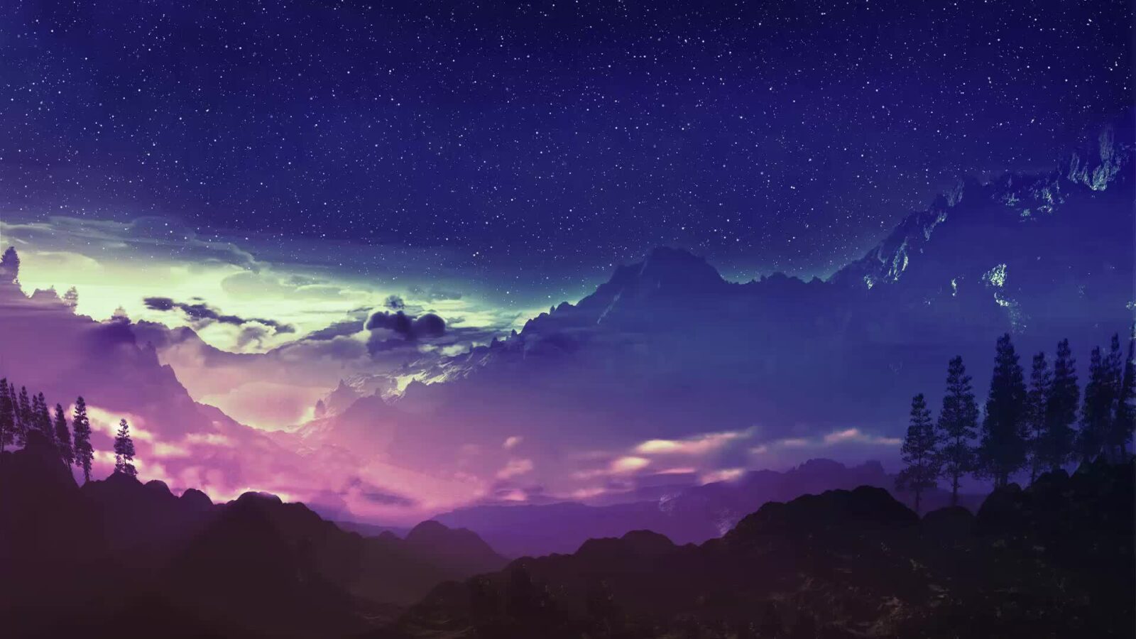 Mountain With Stars Beautiful Nature - Free Animated Wallpaper
