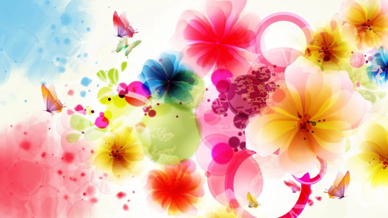 Flowers And Butterflies - Abstract Desktop Wallpaper