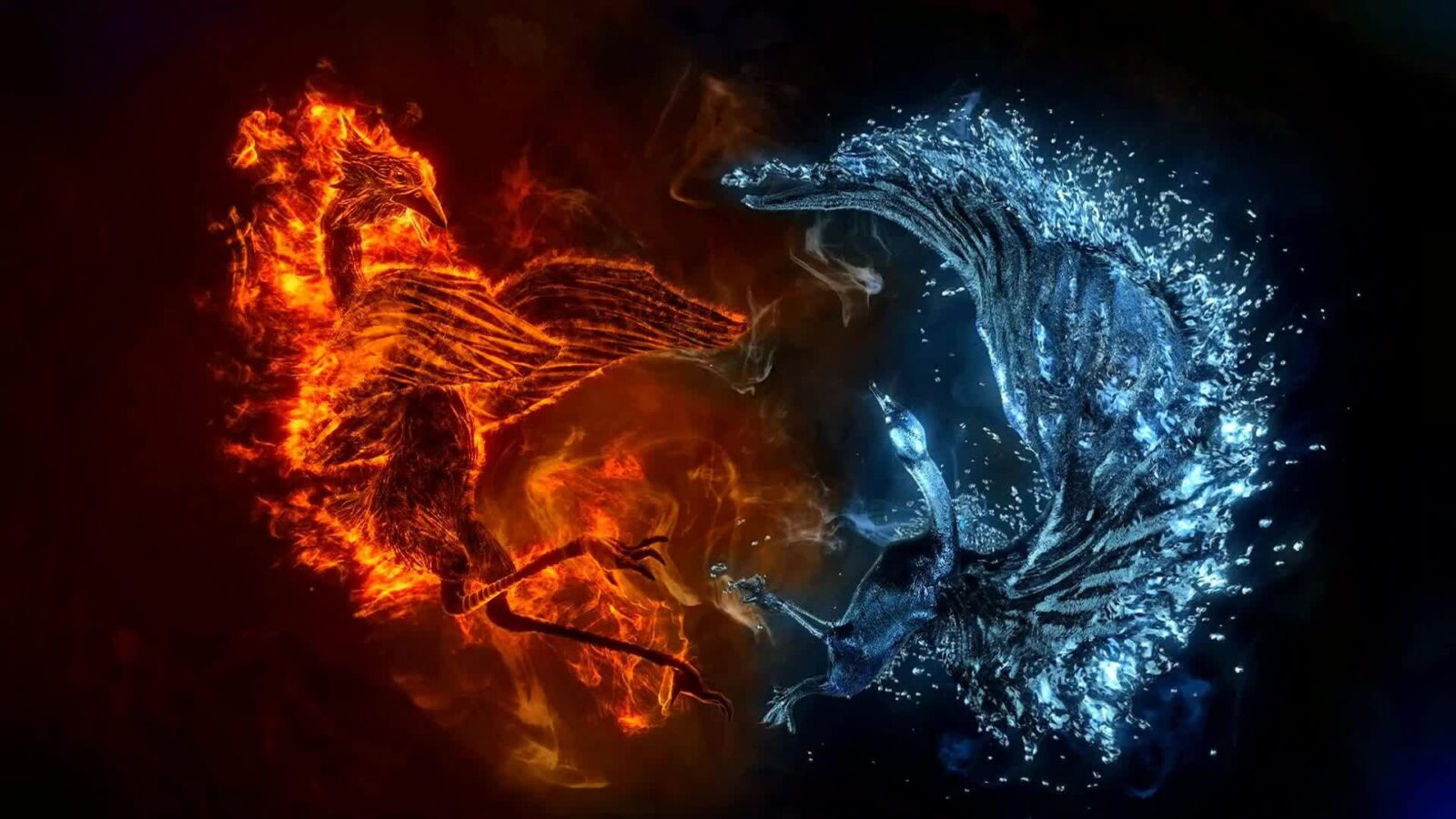Ice And Flame Abstract Fantasy Artwork - Desktop Animated Wallpaper