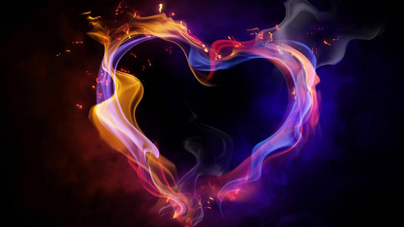 Amazing Fire Smoke Heart 2K - Live Desktop Wallpaper