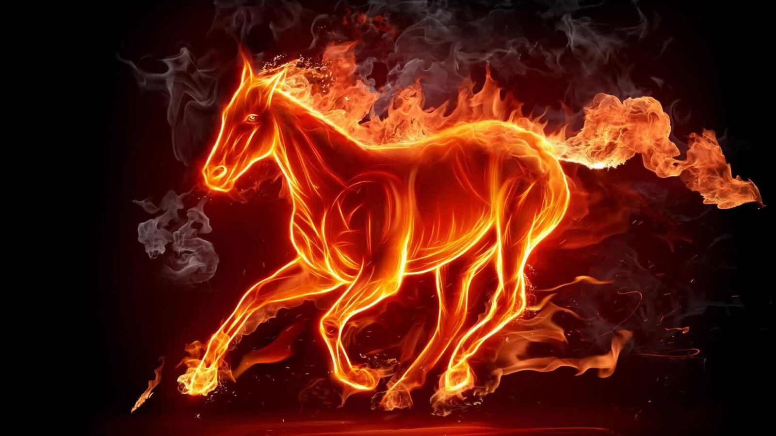 Creative Burning Running Fire Horse - Free Live Wallpaper
