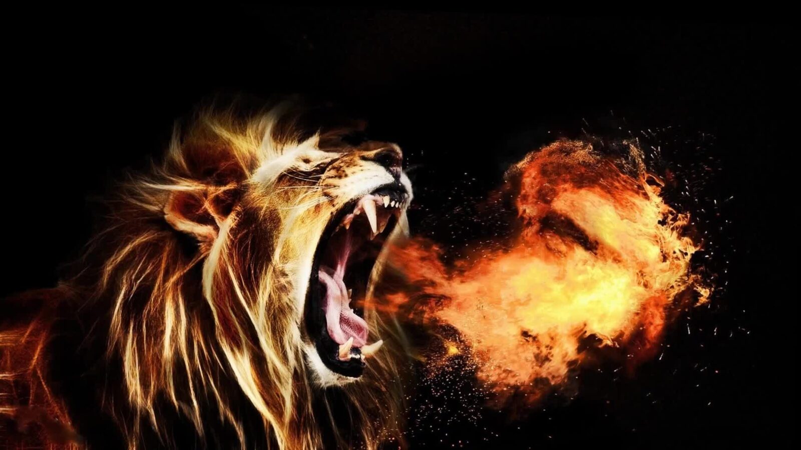 Roaring Lion Flame Fantasy Art - Free Live Wallpaper