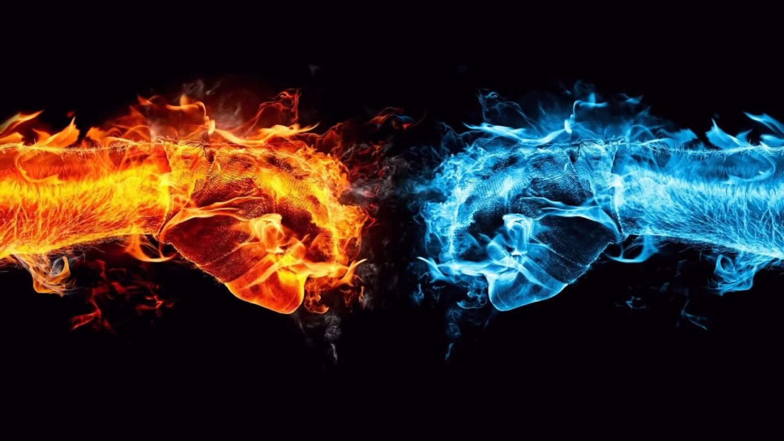 LiveWallpapers4Free.com | Red Fist vs Blue Fist or Flame vs Ice - Free Live Wallpaper