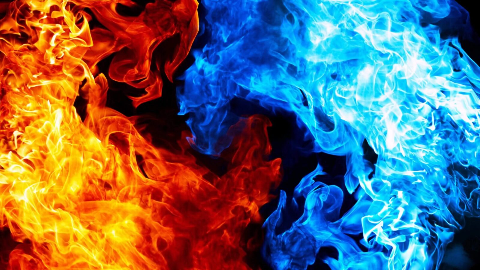 Red Flame and Blue Fire 4K Abstract Artwork - Free Live Wallpaper