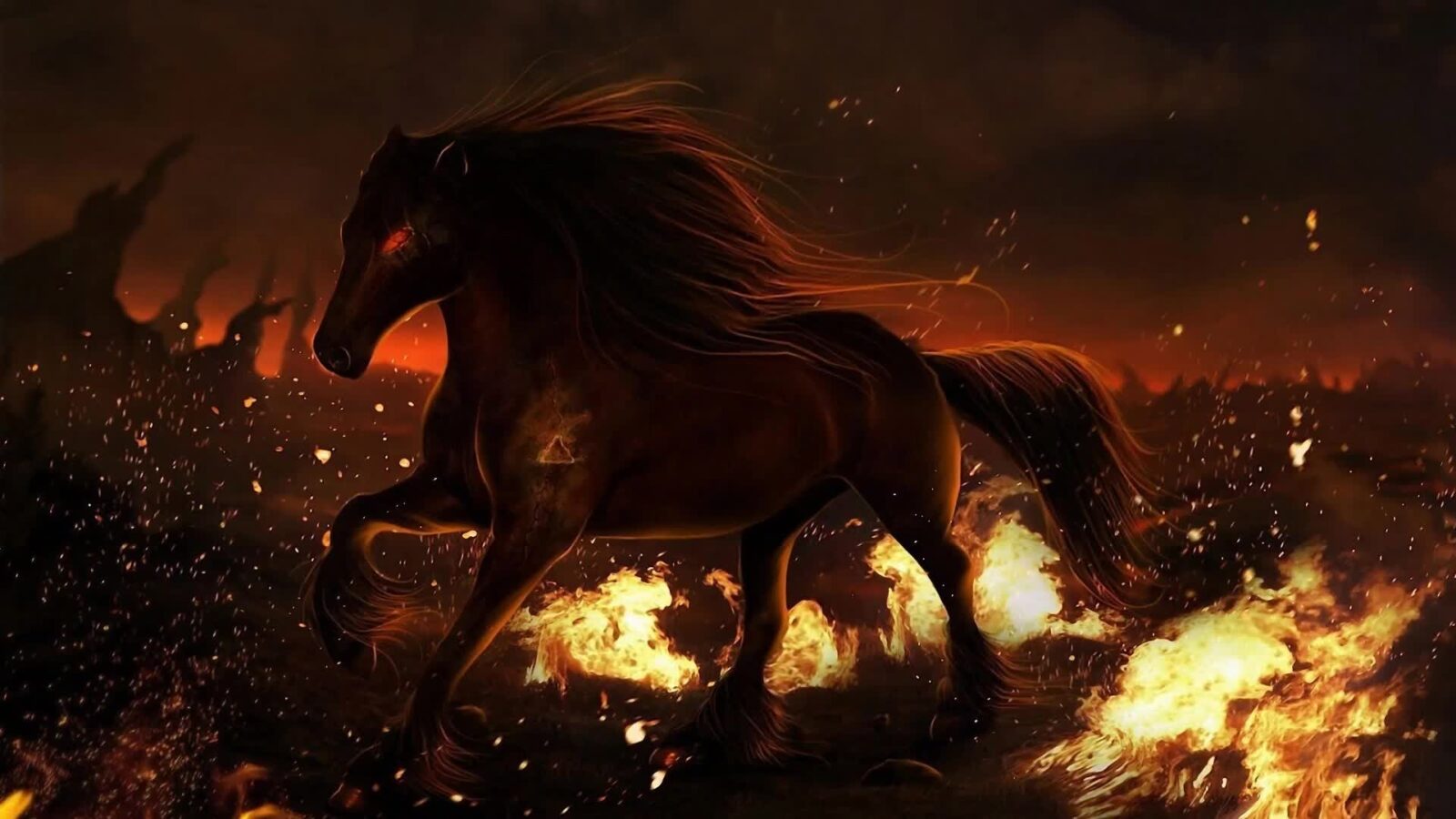 War Horse Fire Flames – Free Live Wallpaper