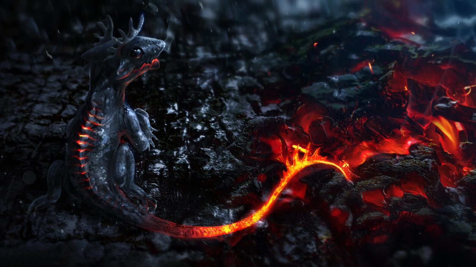 Baby Dragon Lava 2K - Free Live Wallpaper