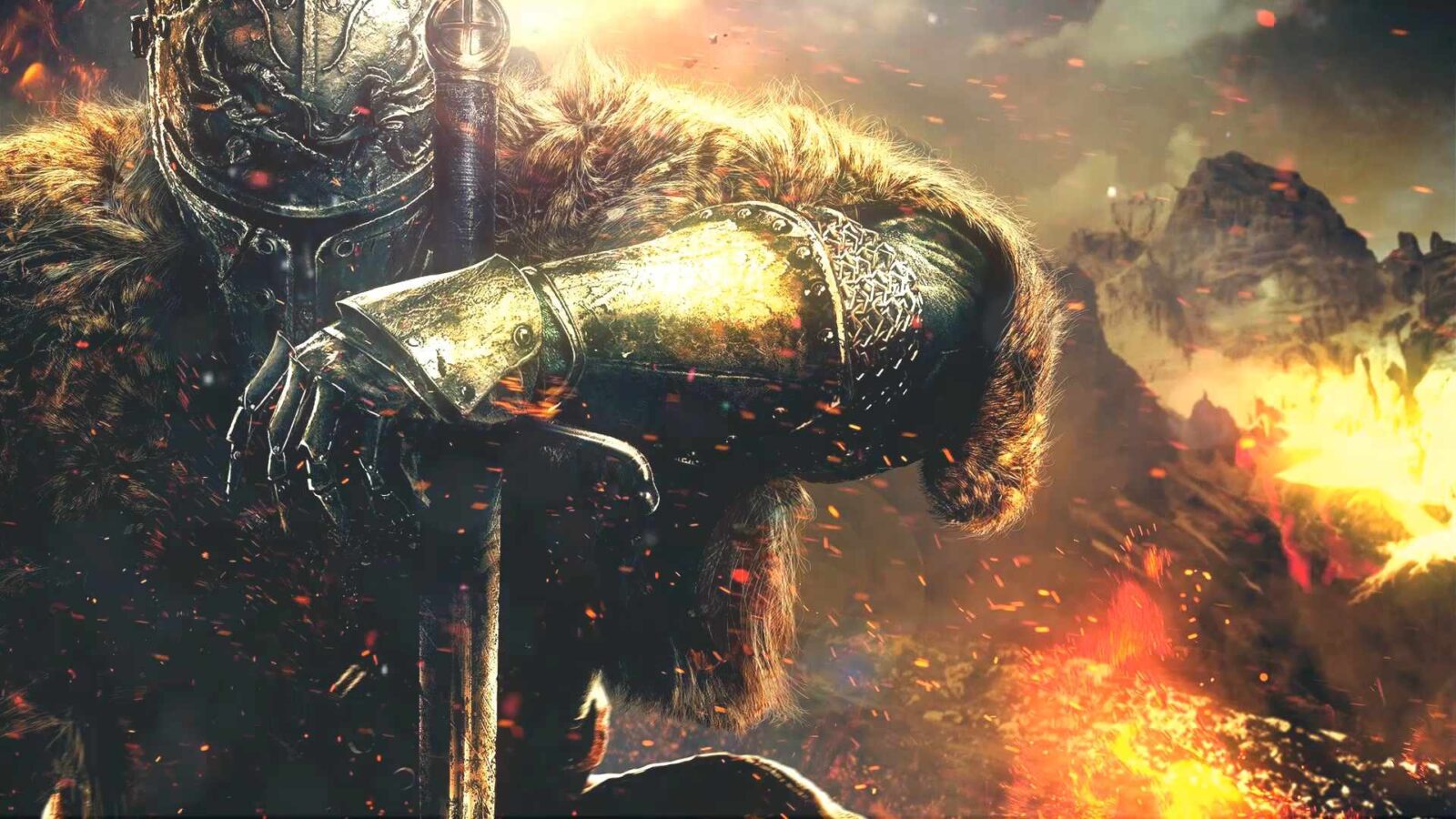 Dark Souls Warrior and Sparks Of Fire - Free Live Wallpaper - Live