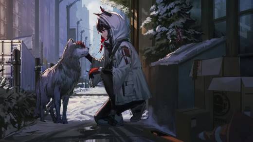 Winter Tales – Anime Girl with Dog – Free Live Wallpaper
