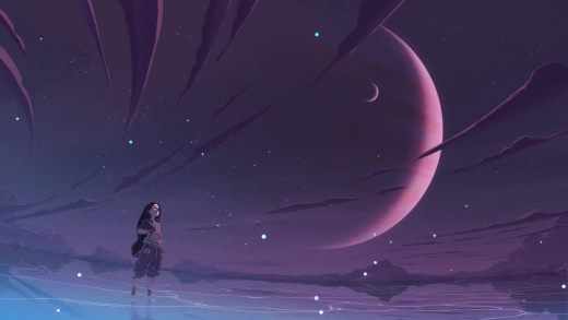 Girl Looking into Space – Free Live Wallpaper