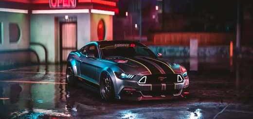 Mustang Ford Rain Reflections - Free Live Wallpaper