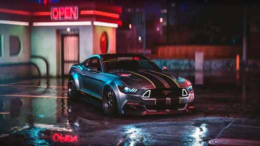 Mustang Ford Rain Reflections – Free Live Wallpaper