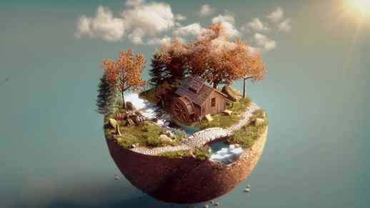 LiveWallpapers4Free.com | 3D Fantasy World Wooden House Water Spinner