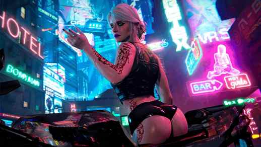 LiveWallpapers4Free.com | Cyberpunk 2077 Blonde Girl in Shorts