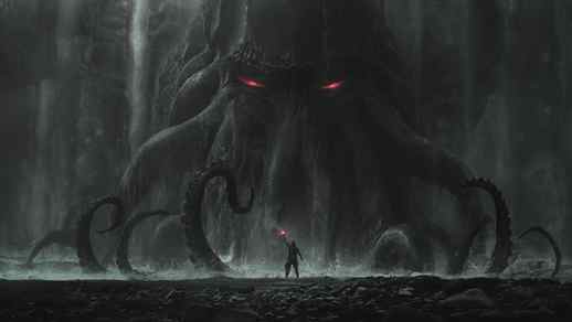 LiveWallpapers4Free.com | Cthulhu Gigantic Octopus Horror
