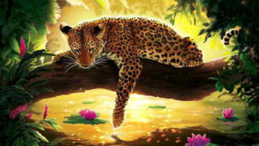 LiveWallpapers4Free.com | Cute Wild Cat Fishing Leopard