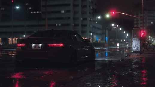 LiveWallpapers4Free.com | BMW M4 Night City Rainy