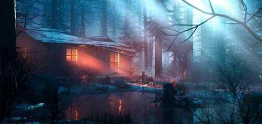 Fabulous Winter Cabin in The Forest - Live Desktop