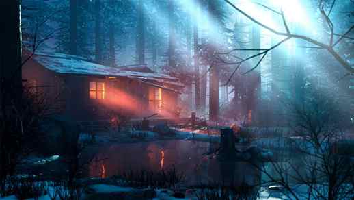 Fabulous Winter Cabin in The Forest - Live Desktop
