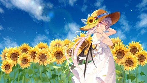LiveWallpapers4Free.com | Cute Anime Girl and Sunflowers