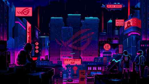 Asus Republic of Gamers Pixel Night City - Live Desktop Wallpapers