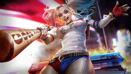 Live Desktop Wallpapers | Harley Quinn with a Bat in His Hand