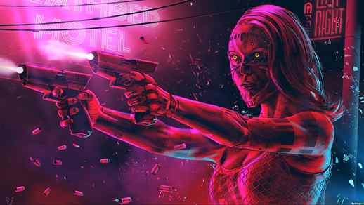 LiveWallpapers4Free.com | Cyberpunk Artwork Assasin Girl with Guns