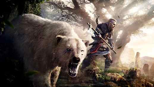 LiveWallpapers4Free.com | Eivor and White Polar Bear / Assassinâ€™s Creed Valhalla - Free Download Wallpaper