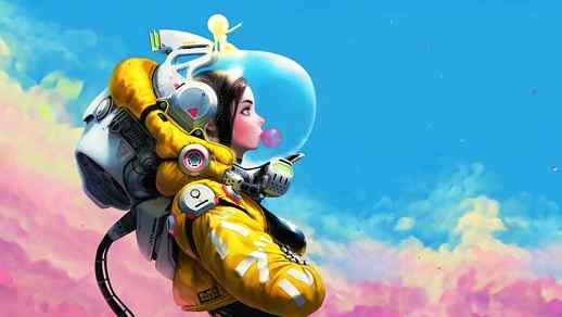 LiveWallpapers4Free.com | Space Girl / Astronaut / Chewing Gum / Bubble
