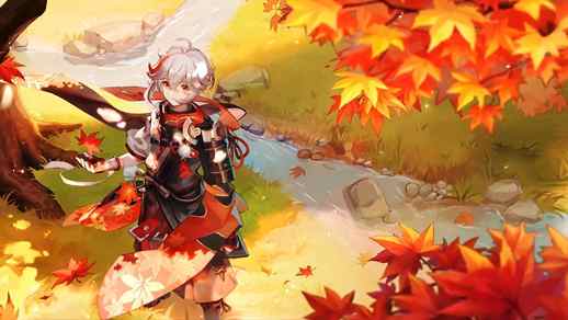 Kaedehara Kazuha Autumn Leaf Fall Genshin Impact - Live Desktop Wallpapers