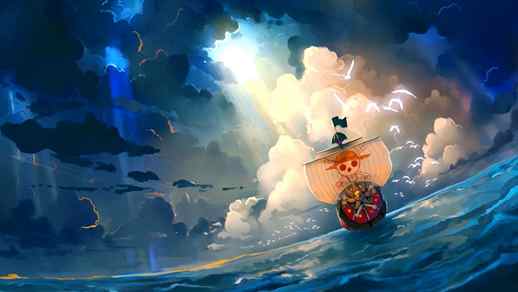One Piece Sailing Ship Thousand Sunny Waves - Live Desktop Wallpapers