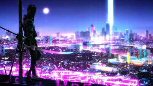 LiveWallpapers4Free.com | Neon Samurai with Katana Night City Cyberpunk