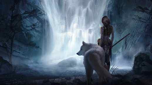 Princess Mononoke San White Wolf Waterfall - LiveWallpapers4Free.com