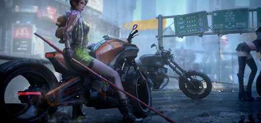 Futuristic Biker Girl / Cyberpunk 2077 4K Quality