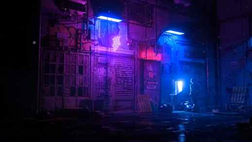Backyard Japan Neon Lights Graffiti Cyberpunk Live Desktop Wallpapers