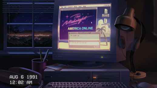 LiveWallpapers4Free.com | Vintage Computer 1991 America Online Connection