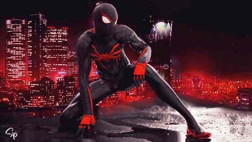 LiveWallpapers4Free.com | Miles Morales Marvel Spiderman Night City