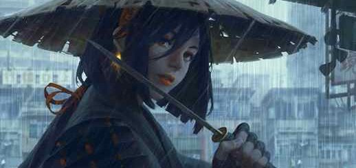 Travelling Ninja Girl / Katana / Rain