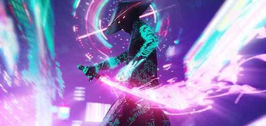 Neon Samurai Lighting Sword Rain