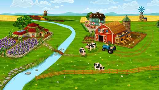 Big Farm Animated Colorful Landscape - Live Wallpaper