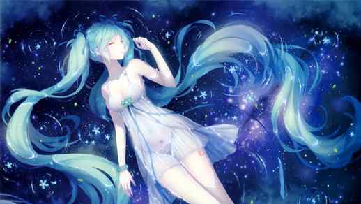 LiveWallpapers4Free.com | Hatsune Miku Lying In The Water / Rain - Motion Background
