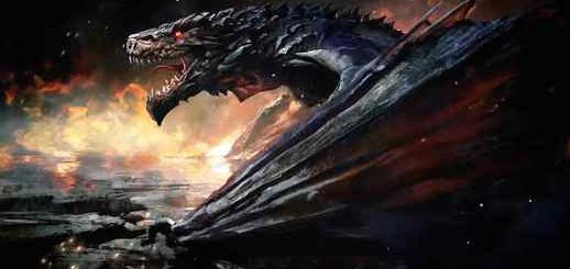 Fantasy Creatures / Black Dragon / Fire - Animated Background