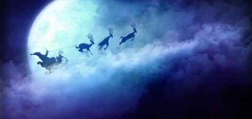Santa Clouds Reindeer Sledding Christmas - Live Wallpaper