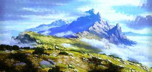 Fantasy Anime Valley Clouds Hills 4K - Animated Background