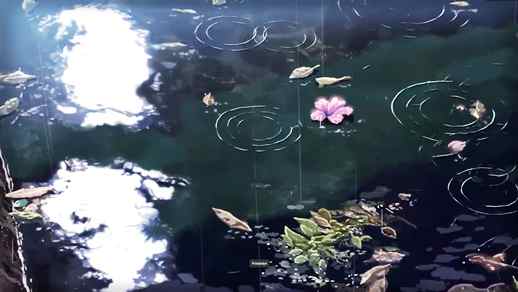 Rain Pond Lily in the Water Anime Nature - Animated Background - Live  Desktop Wallpapers