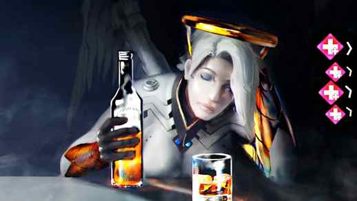 LiveWallpapers4Free.com | Mercy Drinking Whiskey / Ice / Bottle / Overwatch - Animated Desktop