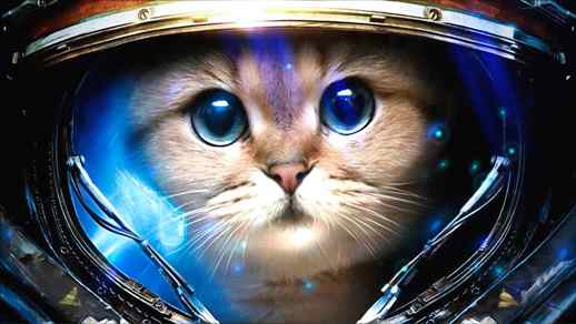 Cute Space Cat Astronaut - Animated Desktop