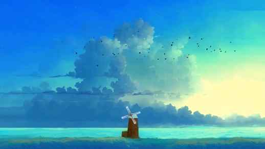 LiveWallpapers4Free.com | WindMill Blue Sky Birds and Horizon - Animated Desktop