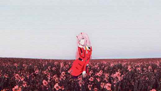 LiveWallpapers4Free.com | Zero Two Red Dress In A Flower Field / Darling In The Franxx - Live Desktop