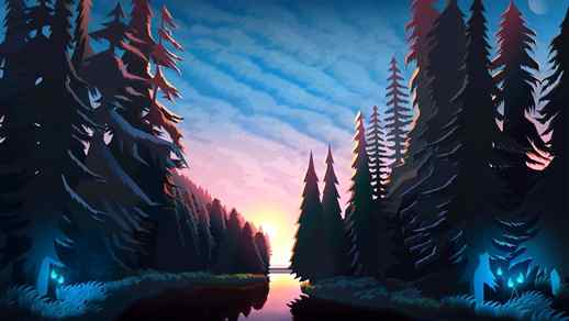 LiveWallpapers4Free.com | Sundown In The Spruce Forest Artwork 4K - Live Background