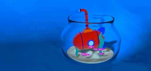 Small Red Submarine / Aquarium / Glass Bulb 4K - Moving Desktop